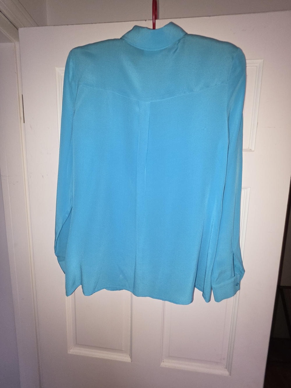 Worthington Turquoise Button-Front Blouse 100% Silk - Picture 2 of 5